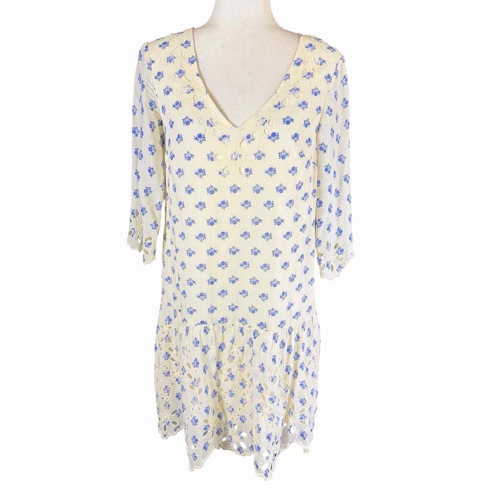 Anthropologie Meadow Rue Eyelet Tunic Dress XS Cottagecore Romantic Bohemian